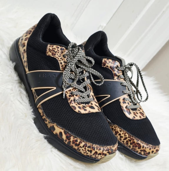 Traq by Alegria Shoes - Traq by Alegria Leopard Print Black Sneakers